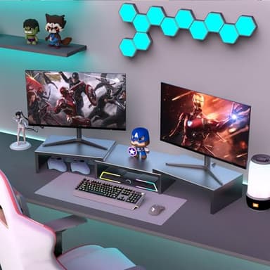 OUTIOE Dual Monitor Stand for Desk, Metal Computer Stand, Desk Shelf Riser,Desktop Organizer for Home and Office Use (Black) - Image 7