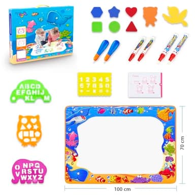 Water Doodle Mat - Kids Painting Writing Color Doodle Drawing Mat Toy Bring Magic Pens Educational Toys for Age 2 3 4 5 6 7 Year Old Girls Boys Age Toddler Gift - Image 2
