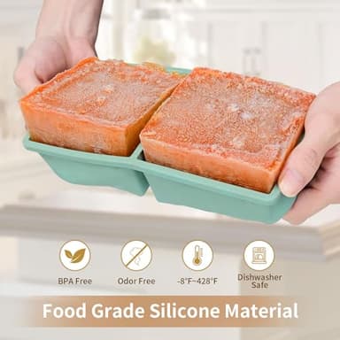 Silicone Freezer Tray for Soup Ice Cubes: 2-Cup Freezing Tray with Lid for Meal Prep - 2Pack Silicon Soup Portion Freeze Trays Make Stock Souped Ice Cube - Image 2