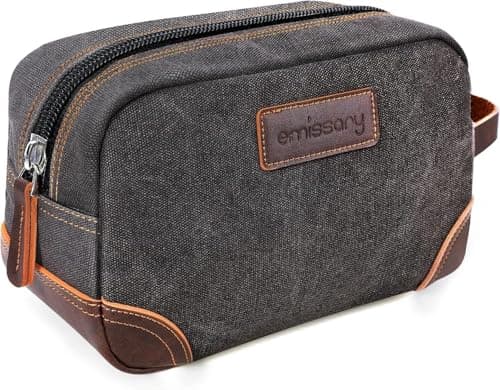 emissary Toiletry Bag for Men, Canvas Travel Toiletry Bag Men's Dopp Kit, Water-resistant Bathroom Bag Mens Shaving Kit, Travel Kit Small Bags, Shaving Bag, Toiletry Bags - Image 1
