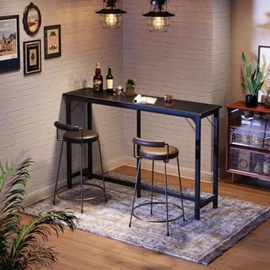 ODK 63 inch Bar Table, Bar Height Pub Table, Counter Height Bar Table, Rectangular High Top Kitchen & Dining Counter Tables with Sturdy Legs & Easy-to-Clean Top, Indoor use, Black - Image 4
