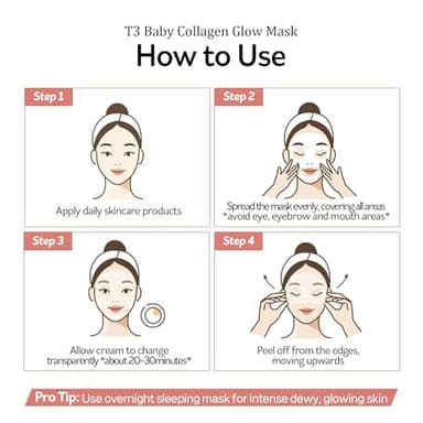 PESTLO Baby Collagen Glow Mask - Korean Peel Off Facial Mask Infused with Reallagen/T3 Vegan Collagen, Aginon, Volufiline for Hydrating, Firming, Glow, Glass Skin | Optional Overnight Use, 2.36 fl.oz - Image 6
