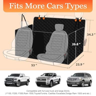 Mancro Floor Dog Hammock for Truck with Flip Up Rear Seats, Waterproof Truck Dog Seat Cover Back Seat with Mesh Window, Compatible with F150, Chevy Silverado & RAM, Black - Image 2