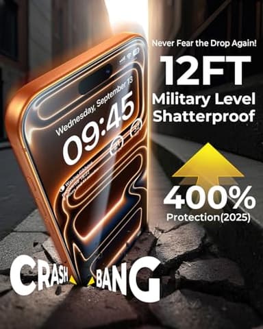 UNBREAK TOP 9H+ Glass 2+2 Packs for iPhone 17 Pro Screen Protector with Camera Lens Protector [Zero Bubble, Auto-Dust Removal] [10X Military Protection]17 Pro 6.3'' Tempered Glass Full Edge Coverage - Image 3