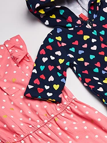 Baby Girl's 2-Pack One Piece Romper Pants, Navy Heart/Pink Dot, Newborn - Image 3