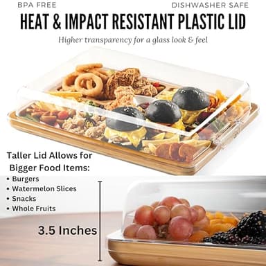 Cover&Board 2-in-1 Charcuterie Board with Lid, Large 12x16 Bamboo Cutting Board and Wooden Tray with 5 Compartments and Clear Cover, Charcuterie and Cheese Server for Entertaining and Travel, Gift Box - Image 5