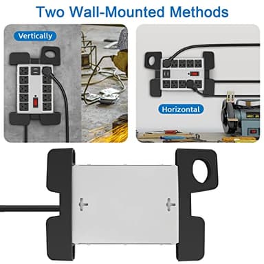 CCCEI Heavy Duty Power Strip with USB Ports, Garage 10 Outlets Surge Protector 2700 Joules, Industrial Workshop Metal 15Amp Multiple Outlets, 10 FT Extension Cord and Wide Spaced Grey. - Image 5