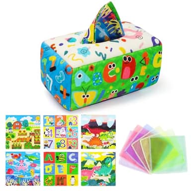URMYWO Baby Tissue Box Toy - Montessori Baby Toys for 6-12 Months 1 Year Old Boy Girl - Soft Crinkle Sensory Toys for Infant Toddlers - Easter Basket Essentials Stuffers - Baby Boy Girl Gifts - Image 7