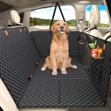 Lekereise Back Seat Extender for Dogs, Hard-Bottom Hammock Holds up to 400 lb, Waterproof with Mesh Window & Storage Pockets – Universal Fit, Black - Image 1
