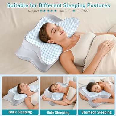 Cervical Pillow for Neck Pain Relief - Ergonomic Pillow for Sleeping Side Sleeper Pillow for Adults, Contour Neck Pillow Cooling Memory Foam Pillows, Orthopedic Bed Pillow for Back Stomach Sleepers - Image 7