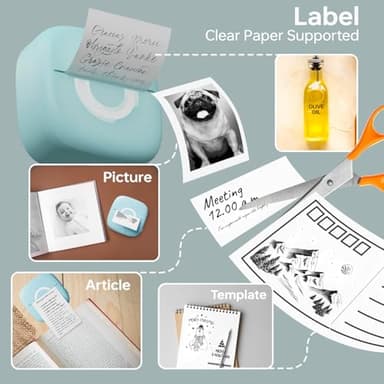 Mini Printer Sticker Thermal Printer with 3 Rolls Paper, Bluetooth Portable Phone Print Pods,Study Sticker Maker for Pictures, Photos, Journals, DIY, Compatible with Phone & Tablet - Image 3