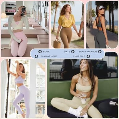 yeuG 7 Pack High Waisted Leggings for Women Tummy Control Workout Yoga Pants Full Length & Capri(12#Black,Grey,Lilac,Khaki,Pea Green,Beige,Light Pink,Small-Medium) - Image 3
