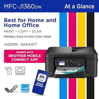 Brother Work Smart 1360 Wireless Color Inkjet All-in-One Printer with Automatic Duplex Printing and 1.8” Color Display | Includes Refresh Subscription Trial(1) (MFC-J1360DW) (Uses LC501 Series Inks) - Image 3