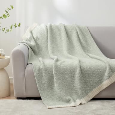 Snuggle Sac Heather Sage Green Throw Blanket for Couch, Reversible Super Soft Knitted Blankets Warm Cozy Fuzzy Throws for Sofa, Bed, Camping, Sage Green, 50x60 inches - Image 9