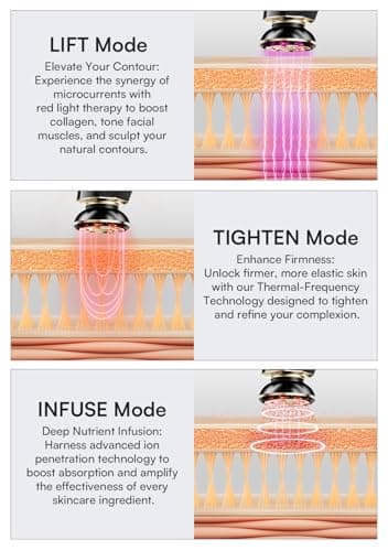 INIA 3-in-1 Red Light Therapy for Face and Neck, Skin Tightening Device True Beauty Glow Facial Massager for Skin Care, Effective Wrinkle Reduction Anti-Aging with Lifting, Tightening, Infusing - Image 5