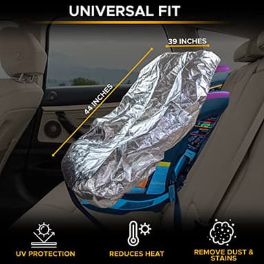 EcoNour Baby Car Seat Sun Shade Cover | Infant Carseat Heat Protector Keeps Toddler Seat at a Cool Temperature | Reflective car seat Sunshade Blocks Out Heat | Baby Travel Accessories - Image 2