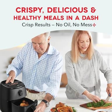 DASH Tasti-Crisp™ Electric Air Fryer Oven, 2.6 Qt., Black – Compact Air Fryer for Healthier Food in Minutes, Ideal for Small Spaces - Auto Shut Off, Analog, 1000-Watt - Image 4
