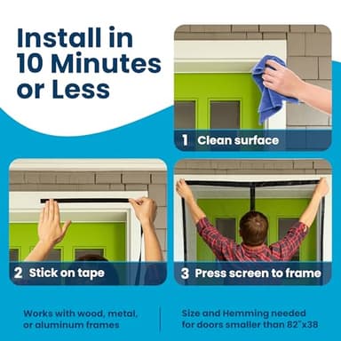 Flux Phenom Magnetic Screen Door - Bugs Out, Breeze in - 9min Install Auto-Sealing Heavy Duty Double Stitched Mesh, 52 Magnets, Hands Free Sliding & Patio Doors Net, Pet & Kid Friendly, 38 x 82 Inch - Image 7