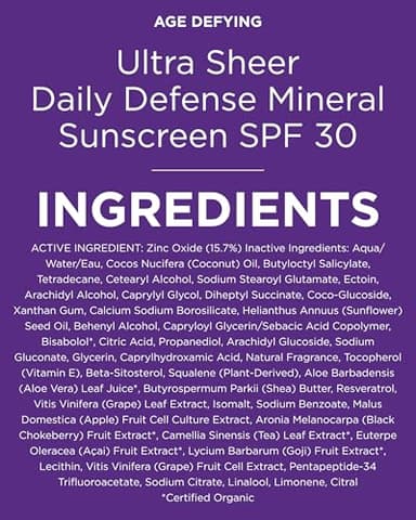 Andalou Naturals Age Defying Ultra Sheer Daily Defense Mineral Sunscreen SPF 30 | Face Lotion with Zinc Oxide | Lightweight Anti-Aging Sun Protection | 2.7 fl oz - Image 8