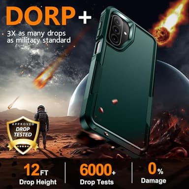 SPIDERCASE for Samsung Galaxy A26 5G Phone Case, [10 FT Drop Protection] 2 pcs [Tempered Glass Screen Protector] Heavy Duty Shockproof Case,Dark Green - Image 3