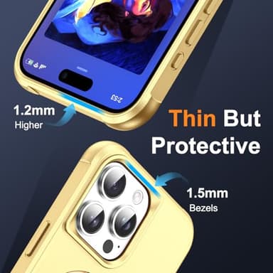 SKYLMW Compatible with iPhone 13 Pro Case with Invisible Magnetic O-Ring Stand Military-Grade Case for iPhone 13 Pro 6.1" [Compatible with Mag-Safe][Great Grip Feeling], Gold - Image 6