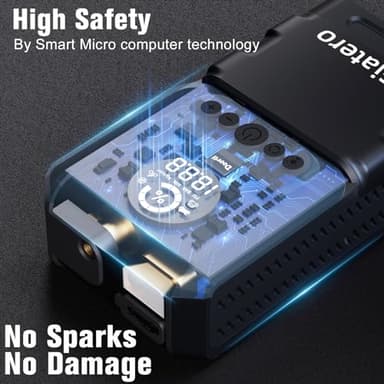 Giatero Q13 4000A Portable Car Jump Starter with Air Compressor 150PSI, Jump Start Battery Pack(10.0L Gas/8.0L Diesel), 12V Jump Box with 3 Modes Flashlight & Jumper Cable, LCD Display Power Bank - Image 3