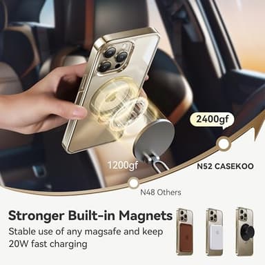 CASEKOO Titanium 360° Rotatable Magnetic Stand for iPhone 15 Pro Case [Compatible with Magsafe][16FT Military Protection] Slim 15 Pro with Kickstand Ring Phone Cover 6.1'', Antique Gold - Image 4
