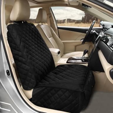 Bark Lover Deluxe Dog Seat Cover for Front Seat-More Durable Waterproof Front Seat Protector, High Heat Resistant and Nonslip Front Seat Cover for Dogs Kids, Universal Size (Black) - Image 1