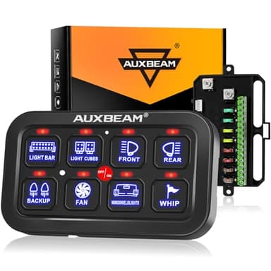 Auxbeam 8 Gang Switch Panel BA80 Automatic Dimmable LED Touch Control Panel Box Electronic Relay System Car Touch Switch Box Universal for Truck ATV UTV Boat Marine SUV Caravan -Blue, 2 Years Warranty - Image 1
