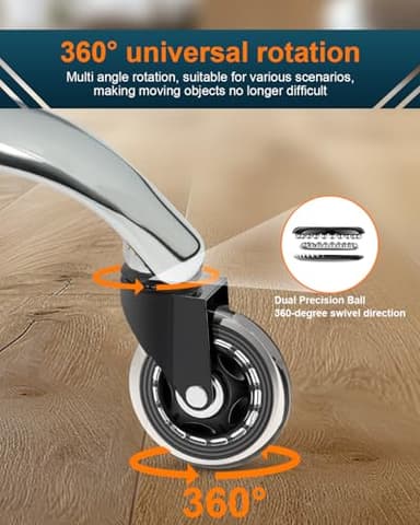 RidRed Office Chair Wheels - Replacement Rubber Wheels - Universal Fit 3 Inch Casters, Heavy-Duty Chair Casters, Noise Free, Fits 98% Chair, for All Floor (5) - Image 8
