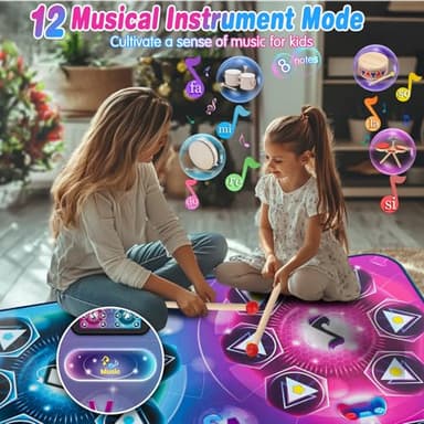 maysida Dance Mat Toy Gift for Kids ages 3-12, Dancing Music Playmat with 12 Key, Large Size (59*38 in), Double User Challenge Game Christmas Birthday Gift for Girls Boys 5 6 7 8 9 10 11 12 Year Old - Image 5