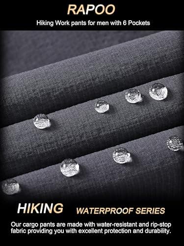 Rapoo Hiking Pants for Mens with Pockets Comfy Lightweight Waterproof Quick Dry Travel Track Outdoor Summer Camping Thin Fishing Work Cargo Pants Grey 40Wx30L - Image 4