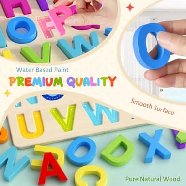 Zeoddler Alphabet Puzzles, Wooden Puzzles for Toddlers, ABC Shape Puzzles for Kids, Preschool Learning Activities, Gift for Girls Boys - Image 4