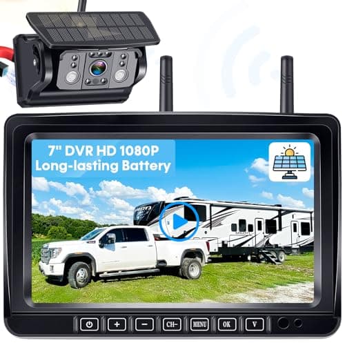 Wireless RV Backup Camera 7-inch for Trailer: Easy Setup Solar RV Rear View Camera with Recording - 4 Channels Strong Magnetic HD 1080P Long-Battery Life for Camper, Truck, Fifth Wheel - Image 1
