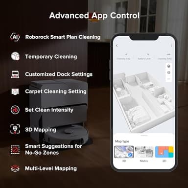 roborock S8 Max Ultra Robot Vacuum and Mop, All-in-One Dock, PreciSense LiDAR Navigation, Smart Dirt Detection, Self-Emptying, 8000Pa Suction for Various Floors, 20mm Auto Lifting for Carpet, White - Image 8