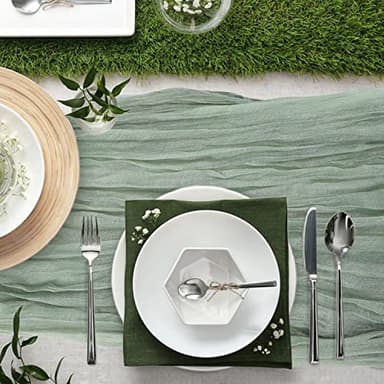 12 Pack Cheesecloth Table Runner, Runner Gauze Boho Wedding Decor Romantic Table Runner for Wedding Birthday Party(35" x 118") (Sage Green) - Image 7