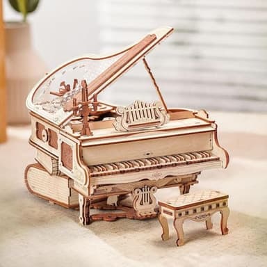 ROBOTIME AMK81 Magic Piano 3D Puzzles for Adults-Mechanical 3D Puzzles Musical Instrument-Wooden Music Box Puzzle Kit to Build-Aesthetic Desk Decor Unique Gift for Men/Women - Image 1