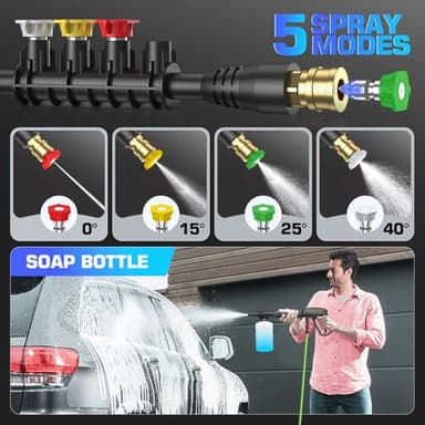 Commowner 5000PSI Electric Pressure Washer, 2025 4.0 GPM High Power Washer Machine, with Adjustable Nozzle and Soap Bottle for Cars/Fences/Driveways/Home/Patios (Light Green) - Image 8