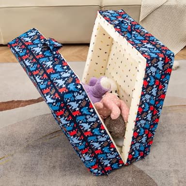 Umoving 100% Cotton Lining Portable Foldable Toddler Travel Bed - Soft Foam Floor Bed with Washable Cover, Safe and Comfortable Toddler Crib, Ocean Blue - Image 5