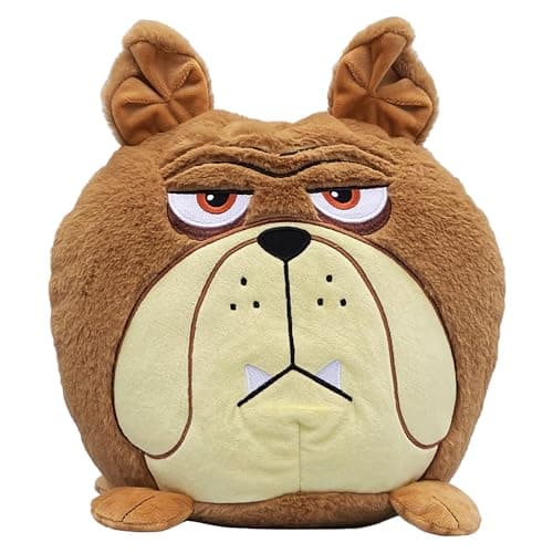 Hangry Petz Charlie Bulldog - 12" Brown Animal Plush, Squeeze Tummy for Sounds, Hungry Angry Expression, Embroidered Face, Soft Round Companion, Kids - Image 1