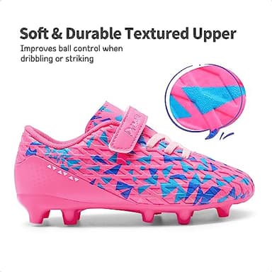 DREAM PAIRS Boys Girls Soccer Cleats Kids Football Shoes for Little/Big Kid SDSO2307K,Size 8 Toddler,Hot Pink/RoyalBlue - Image 5