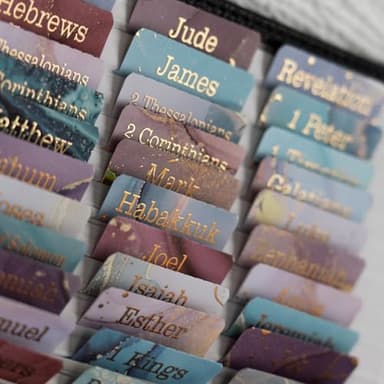 UPAFEXXI-Laminated Bible Tabs (Gold Foil Embossed Lettering), Bible Tabs for Women and Men, Reposition Large Print Stickers, Easy to Read and Apply, 80 Chapters Labels for Easy Navigation - Image 2