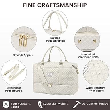 LOVEVOOK Travel Duffle Bag, Weekender Bags for Women with Shoe Compartment, Carry on Overnight Bag with Toiletry Bag, Gym Duffel Bag with Wet Pocket, Hospital Bags for Labor and Delivery, Beige - Image 5