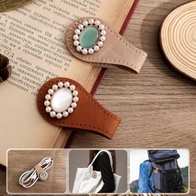 2PCS Vintage Magnetic Leather Bookmark, Leather Magnetic Bookmarks for Women, Magnetic PU Bookmarks Clip Book Accessories - Image 5