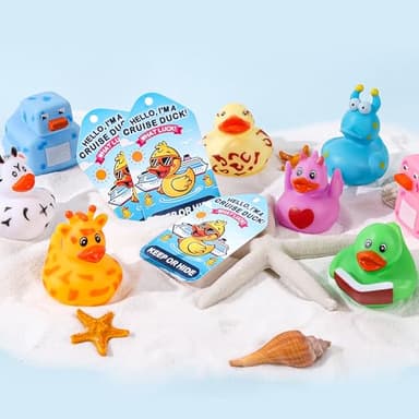 100 Pcs Cruise Rubber Ducks Kits Includes 30 Pcs Cruise Ducks 30 Pcs Cruising Duck Tags and 40 Pcs Rubber Bands, Bulk Assortment Ducks for Jeep Cruising Ships Hiding Carnival Ducking Bath Toys - Image 3