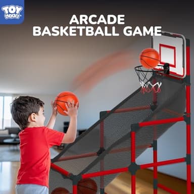 TOY Life Arcade Basketball Game Set Height Adjustable Easy Set Up with 4 Balls and Hoop Game for Kids 3 to 12 Years Old Indoor Outdoor Sport Play, Air Pump Included, Toys for Boys 5-7 Competition - Image 3