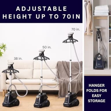 SALAV Heavy Duty Commercial Full-Size Garment Steamer with Foot Pedals and Extra Large 3L (101.5 oz) Water Tank, 1800 watts of Poweful Steam (Navy) - Image 7