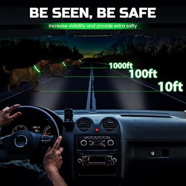 Light Up Dog Collar Rechargeable, LED Glow Collar in Dark with 3 Flash Mode for Outdoor Night Walking Visible Safe, Adjustable Waterproof Dog Light for Small Medium Large Breed, Green, M - Image 5