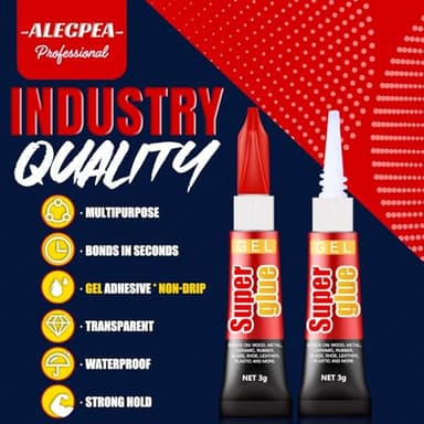 3 Gram (Pack of 12) Single use Super Glue Gel, Super Fast, Thick & Strong Adhesive Superglue, Cyanoacrylate Glue for Hard Plastics, DIY Craft, Ceramics, Frame, Leather, Metal Etc - Image 3