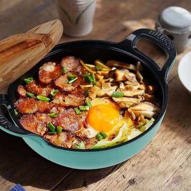 AILIBOO 2 QT Black Enameled Cast Iron Dutch Oven，Iron Biryani Pot，Le Creuset，Instant Pot Bakeware Sets, Casserole Dishes for Oven -Gradient Blue - Image 4